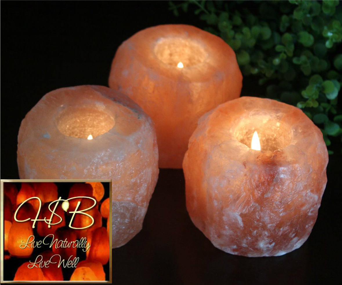 Natural Salt Crystal Candle Holders - Meduim - Set of 3